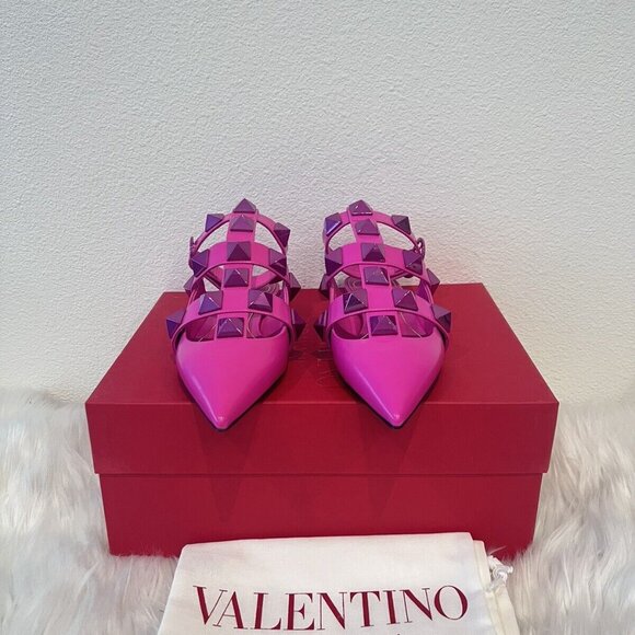 Valentino Garavani Roman Stud Ankle Strap Mule Vlogo Rockstud Cage Flat 36.5/ 38 - Picture 7 of 12